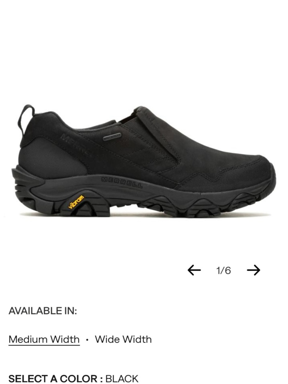 Merrell Black Slip-On Hiking Loafer
